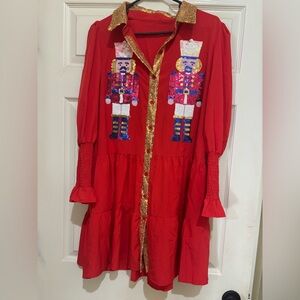 Red Nutcracker Embellished Dress